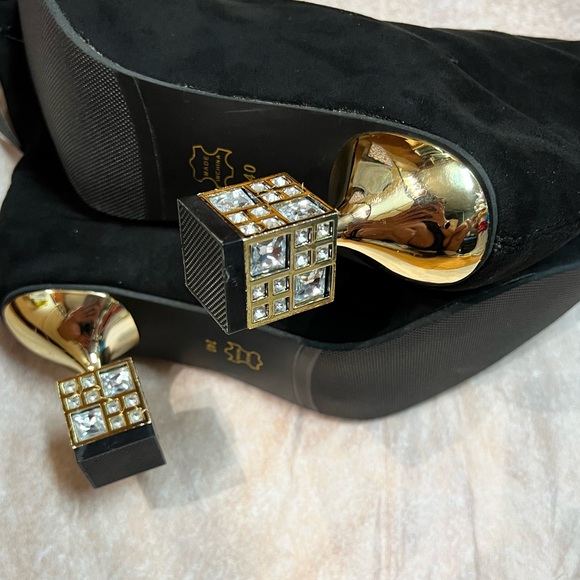 NWOT - Faux Suede Ankle boots with Square Rhinestone Décor Heels (US 7) - Picture 9 of 12